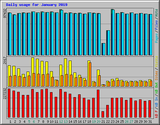 Daily usage for January 2019