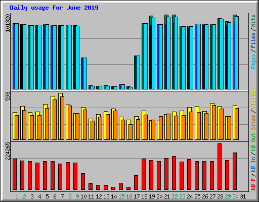 Daily usage for June 2019