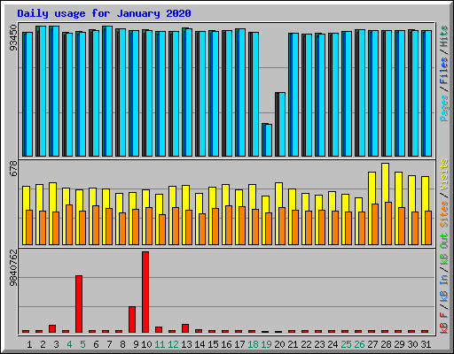 Daily usage for January 2020