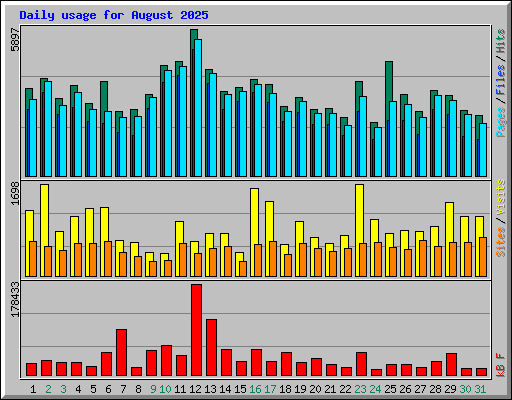 Daily usage for August 2025