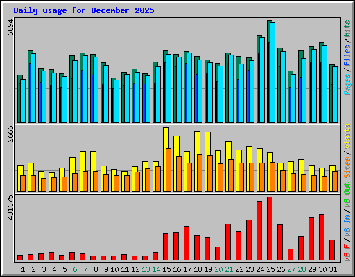 Daily usage for December 2025